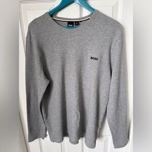 Mens Hugo Boss Long Sleeve Waffle Shirt Size Large Black Label Like NEW